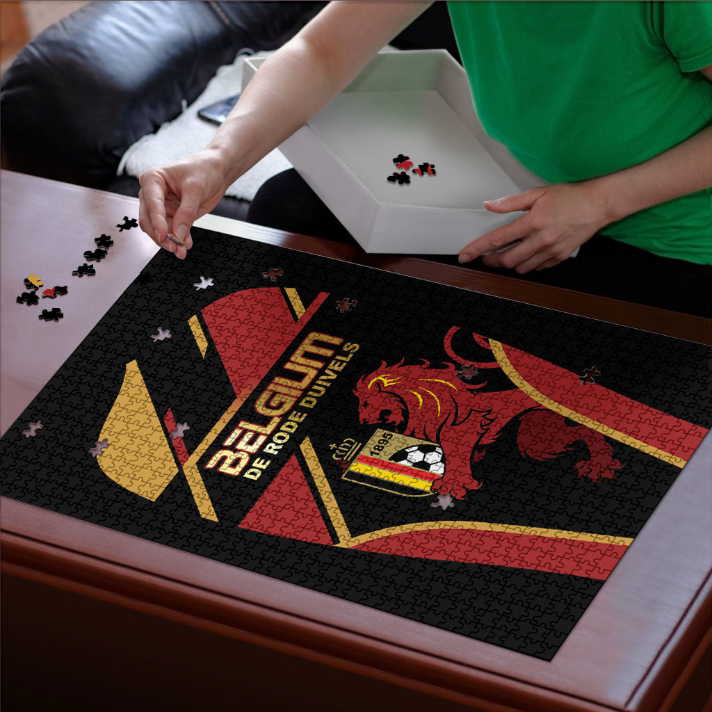 Belgium Football Puzzle Bold National Colors With Lion Crest