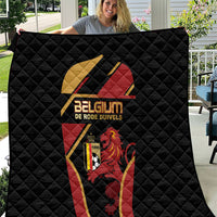 Belgium Football Quilt Bold National Colors With Lion Crest