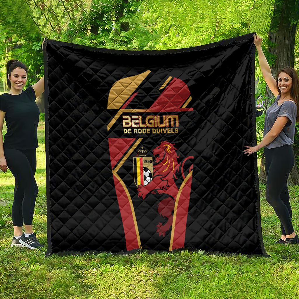 Belgium Football Quilt Bold National Colors With Lion Crest