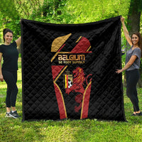Belgium Football Quilt Bold National Colors With Lion Crest