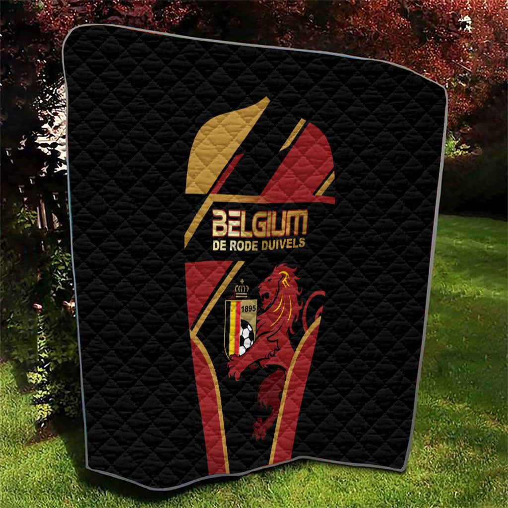 Belgium Football Quilt Bold National Colors With Lion Crest