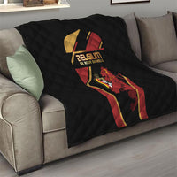 Belgium Football Quilt Bold National Colors With Lion Crest