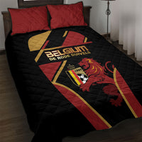 Belgium Football Quilt Bed Set Bold National Colors With Lion Crest