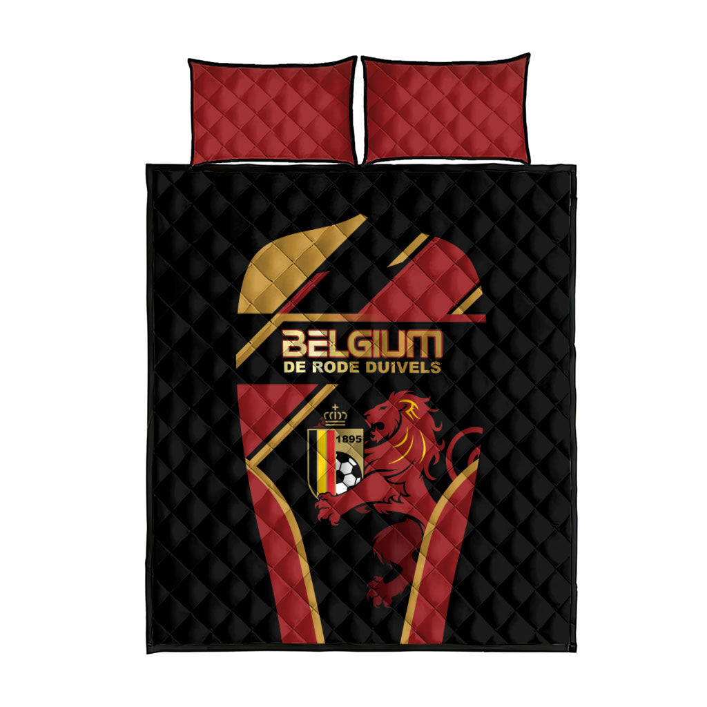 Belgium Football Quilt Bed Set Bold National Colors With Lion Crest