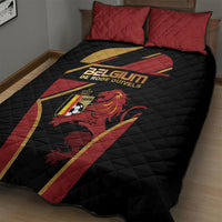 Belgium Football Quilt Bed Set Bold National Colors With Lion Crest