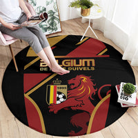 Belgium Football Round Carpet Bold National Colors With Lion Crest