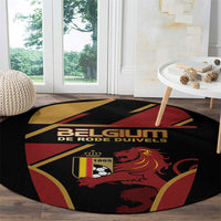 Belgium Football Round Carpet Bold National Colors With Lion Crest