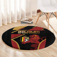 Belgium Football Round Carpet Bold National Colors With Lion Crest