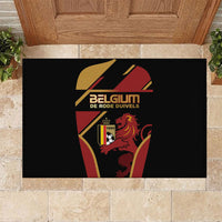 Belgium Football Rubber Doormat Bold National Colors With Lion Crest