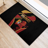 Belgium Football Rubber Doormat Bold National Colors With Lion Crest