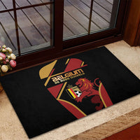 Belgium Football Rubber Doormat Bold National Colors With Lion Crest