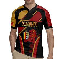 Custom Belgium Football Rugby Jersey Bold National Colors With Lion Crest