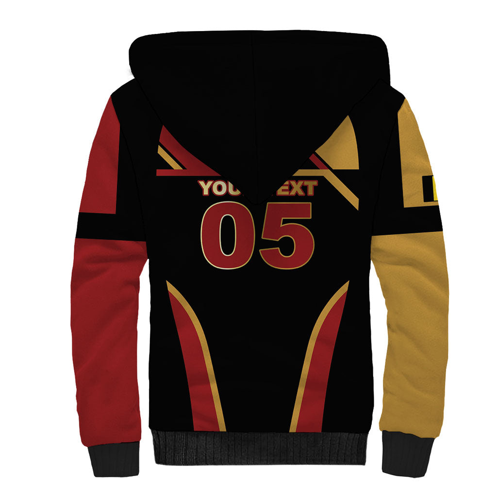 Custom Belgium Football Sherpa Hoodie Bold National Colors With Lion Crest