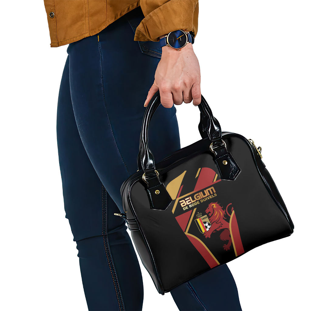 Belgium Football Shoulder Handbag Bold National Colors With Lion Crest