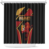 Belgium Football Shower Curtain Bold National Colors With Lion Crest