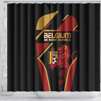 Belgium Football Shower Curtain Bold National Colors With Lion Crest