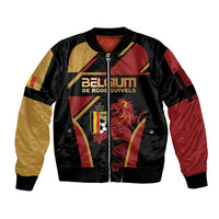 Custom Belgium Football Sleeve Zip Bomber Jacket Bold National Colors With Lion Crest
