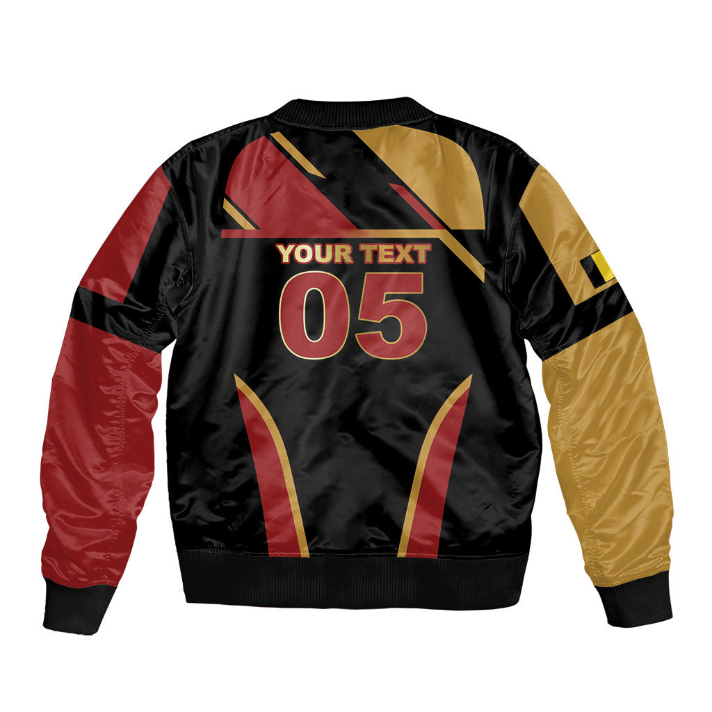 Custom Belgium Football Sleeve Zip Bomber Jacket Bold National Colors With Lion Crest