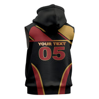 Custom Belgium Football Sleeveless Hoodie Bold National Colors With Lion Crest