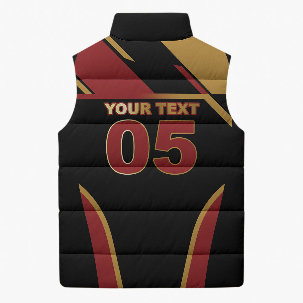 Custom Belgium Football Sleeveless Puffer Jacket Bold National Colors With Lion Crest