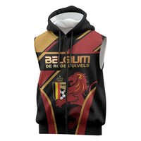 Custom Belgium Football Sleeveless Zip Hoodie Bold National Colors With Lion Crest