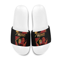 Belgium Football Slide Sandals Bold National Colors With Lion Crest