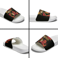 Belgium Football Slide Sandals Bold National Colors With Lion Crest