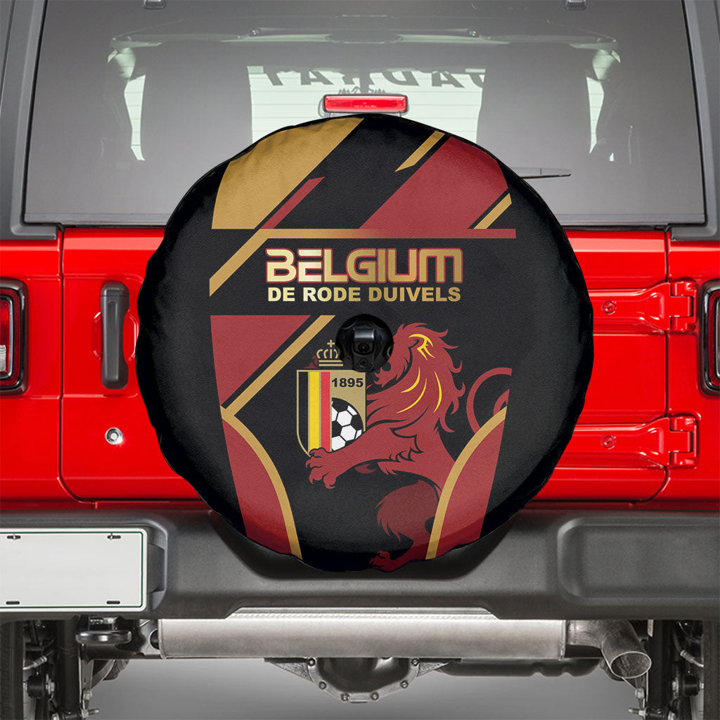 Belgium Football Spare Tire Cover Bold National Colors With Lion Crest