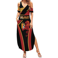 Custom Belgium Football Summer Maxi Dress Bold National Colors With Lion Crest