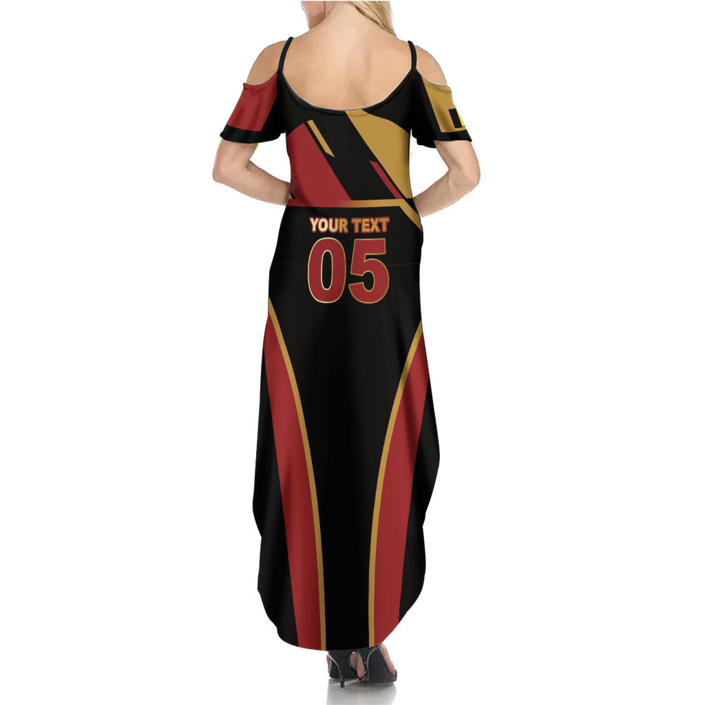 Custom Belgium Football Summer Maxi Dress Bold National Colors With Lion Crest