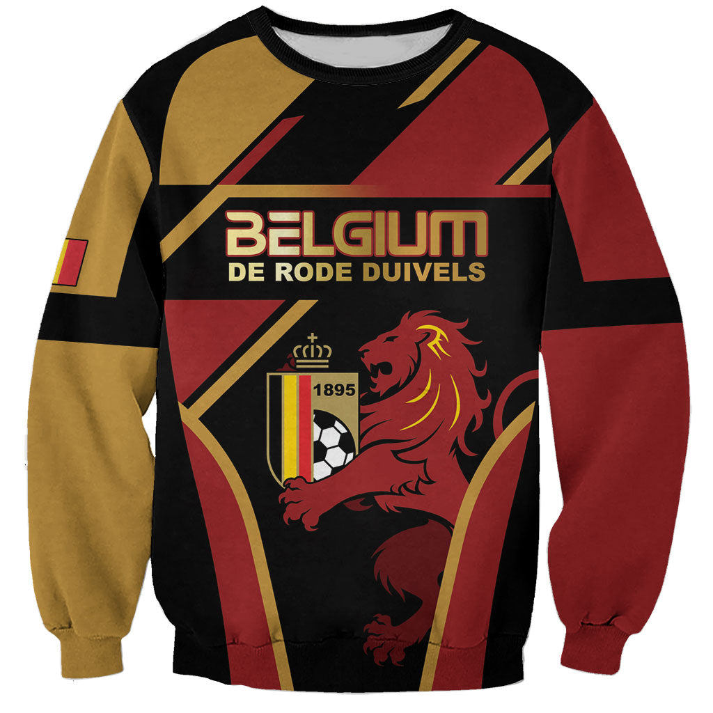 Custom Belgium Football Sweatshirt Bold National Colors With Lion Crest