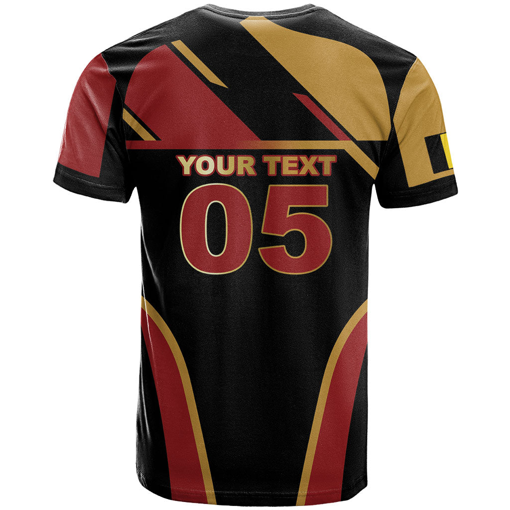 Custom Belgium Football T Shirt Bold National Colors With Lion Crest
