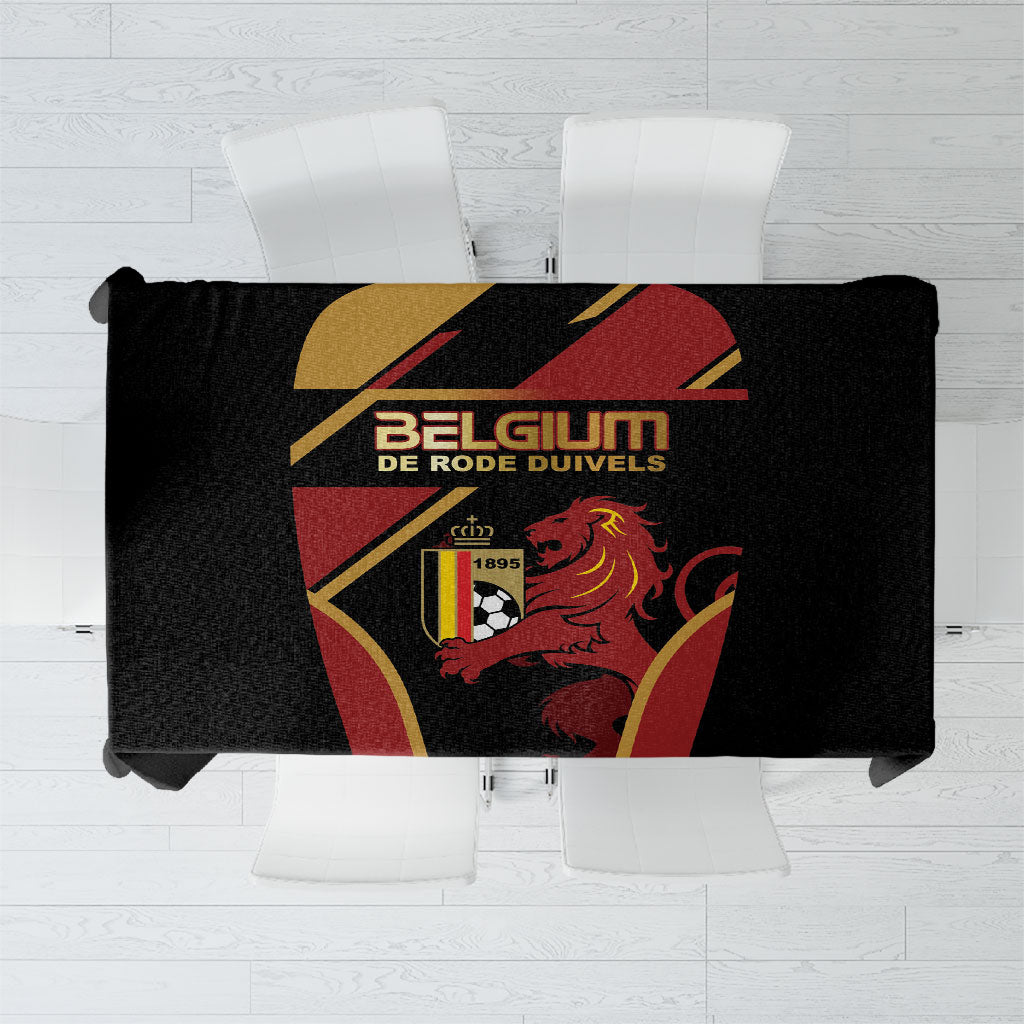 Belgium Football Tablecloth Bold National Colors With Lion Crest