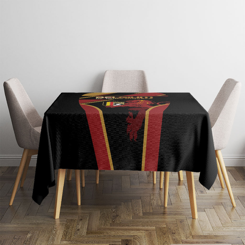 Belgium Football Tablecloth Bold National Colors With Lion Crest