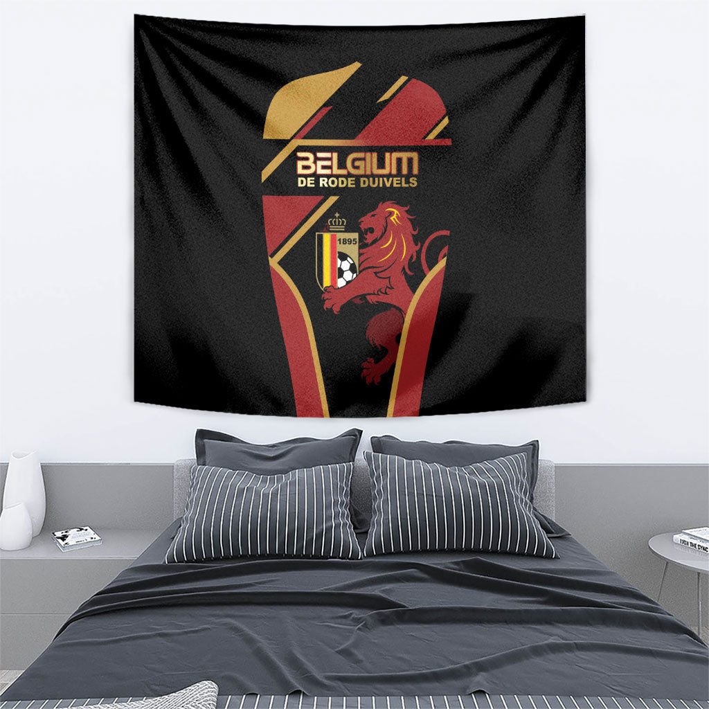 Belgium Football Tapestry Bold National Colors With Lion Crest