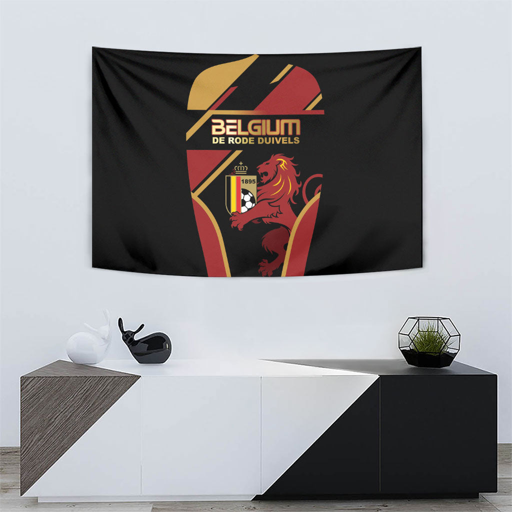 Belgium Football Tapestry Bold National Colors With Lion Crest
