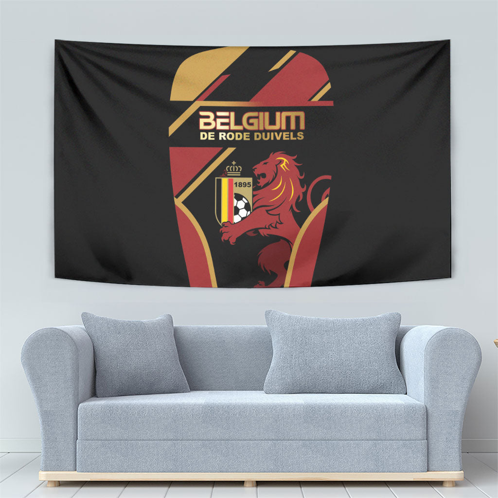 Belgium Football Tapestry Bold National Colors With Lion Crest