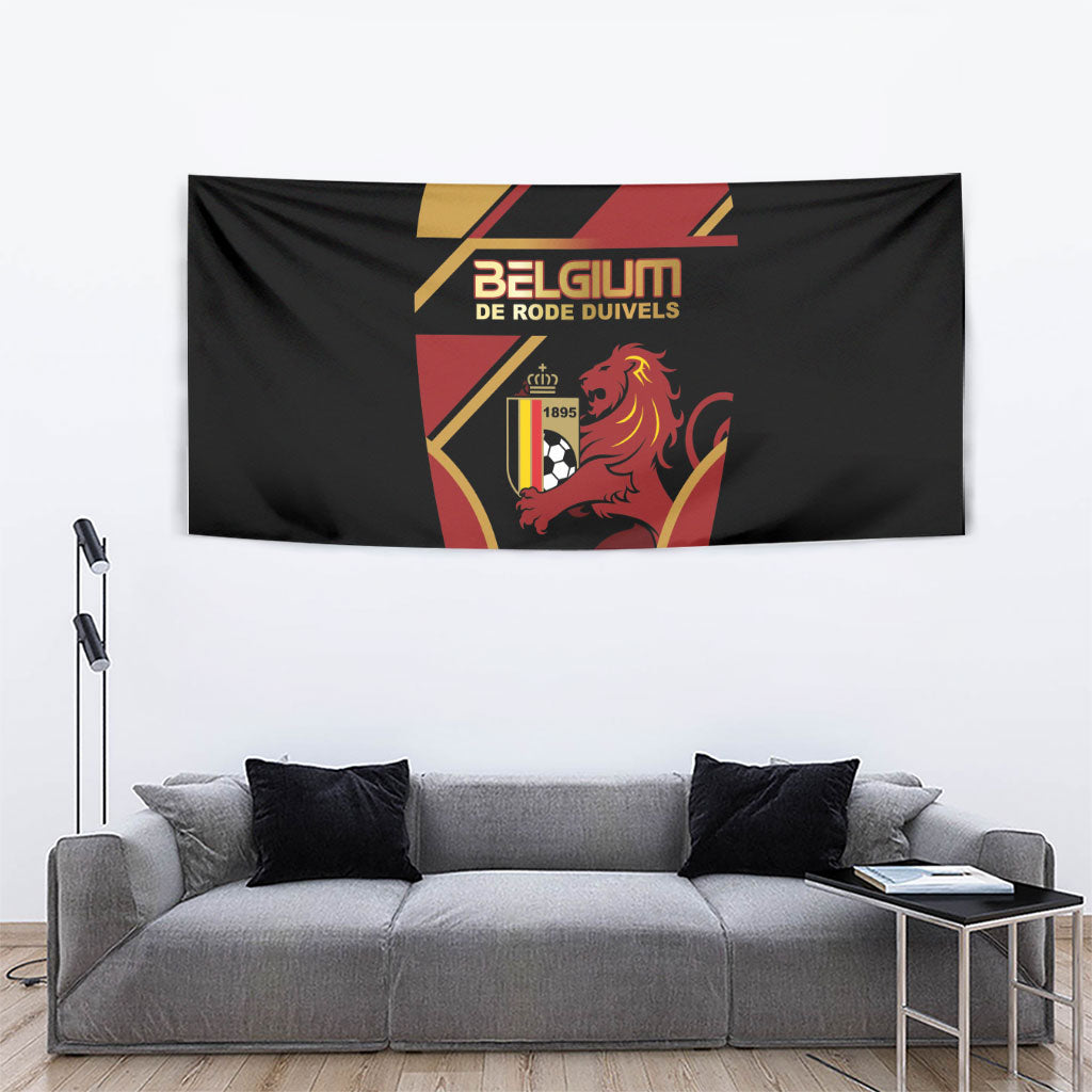 Belgium Football Tapestry Bold National Colors With Lion Crest