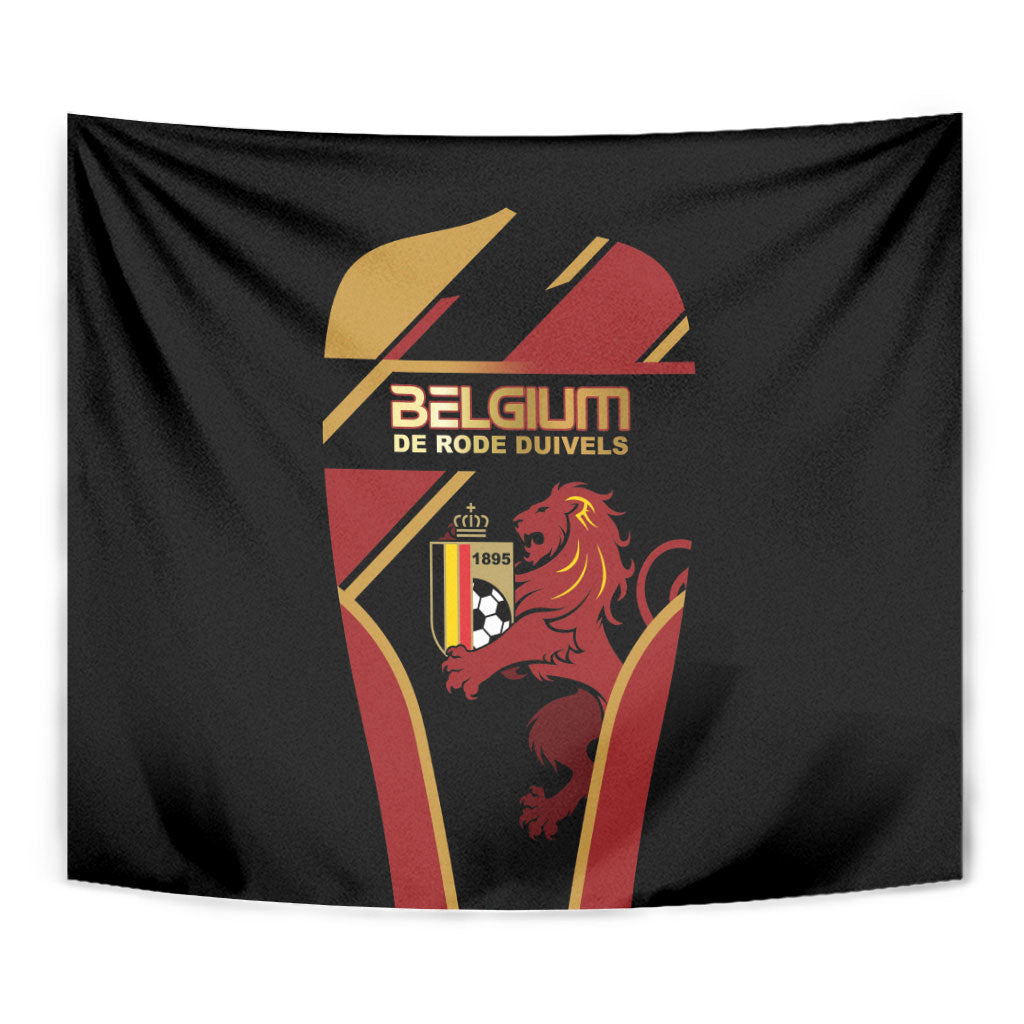 Belgium Football Tapestry Bold National Colors With Lion Crest