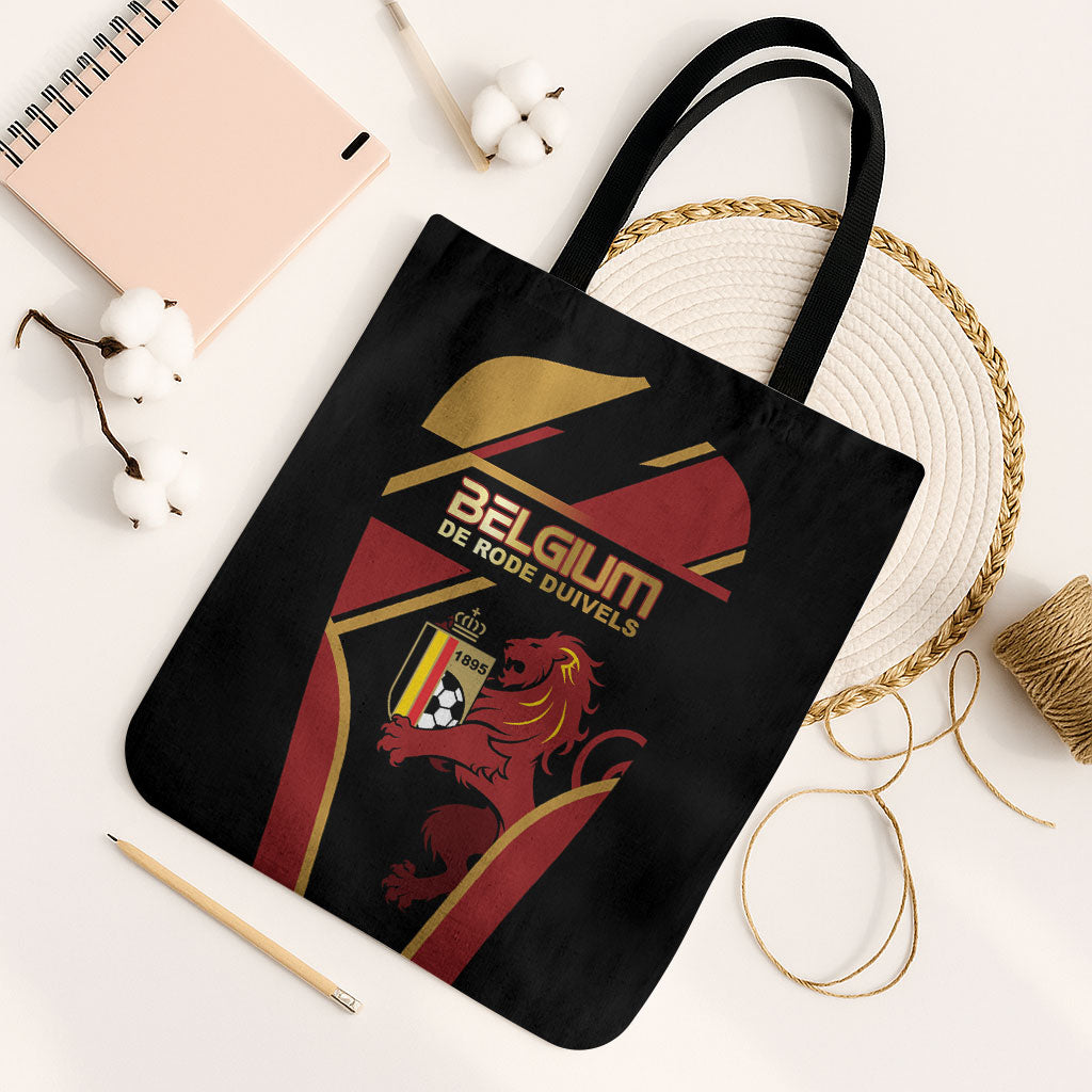 Belgium Football Tote Bag Bold National Colors With Lion Crest