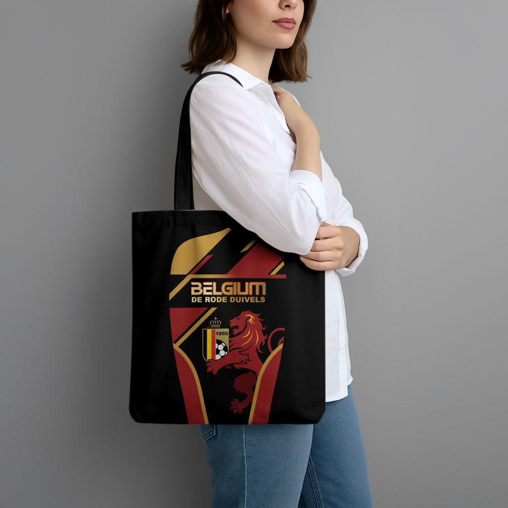 Belgium Football Tote Bag Bold National Colors With Lion Crest