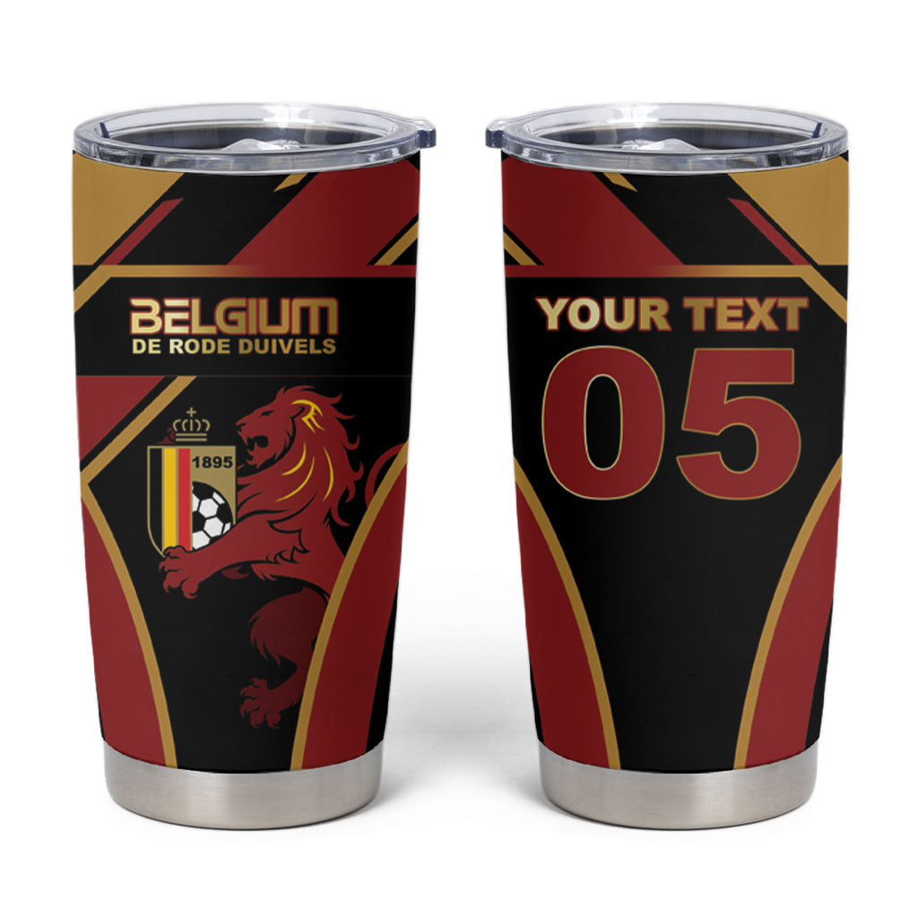 Custom Belgium Football Tumbler Cup Bold National Colors With Lion Crest