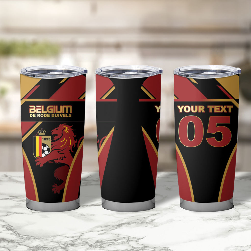 Custom Belgium Football Tumbler Cup Bold National Colors With Lion Crest