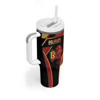 Custom Belgium Football Tumbler With Handle Bold National Colors With Lion Crest