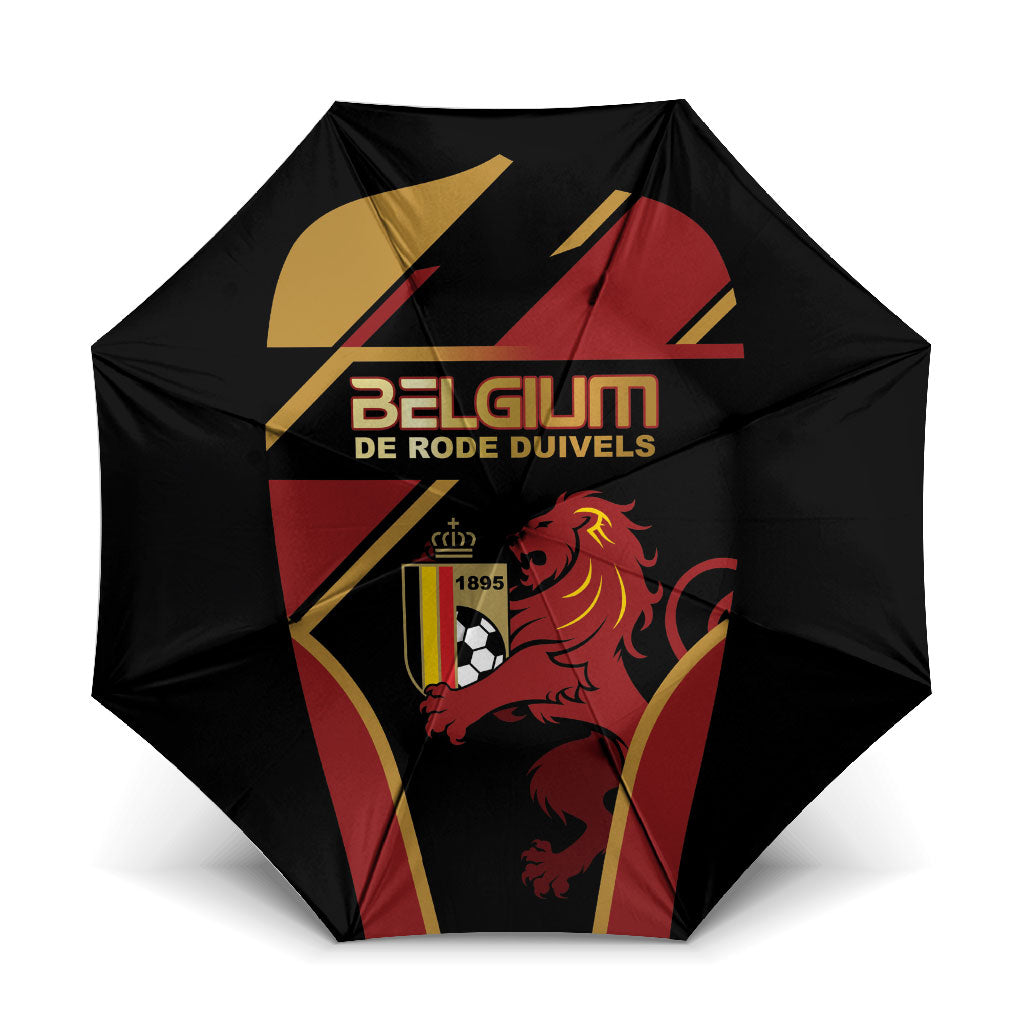 Belgium Football Umbrella Bold National Colors With Lion Crest