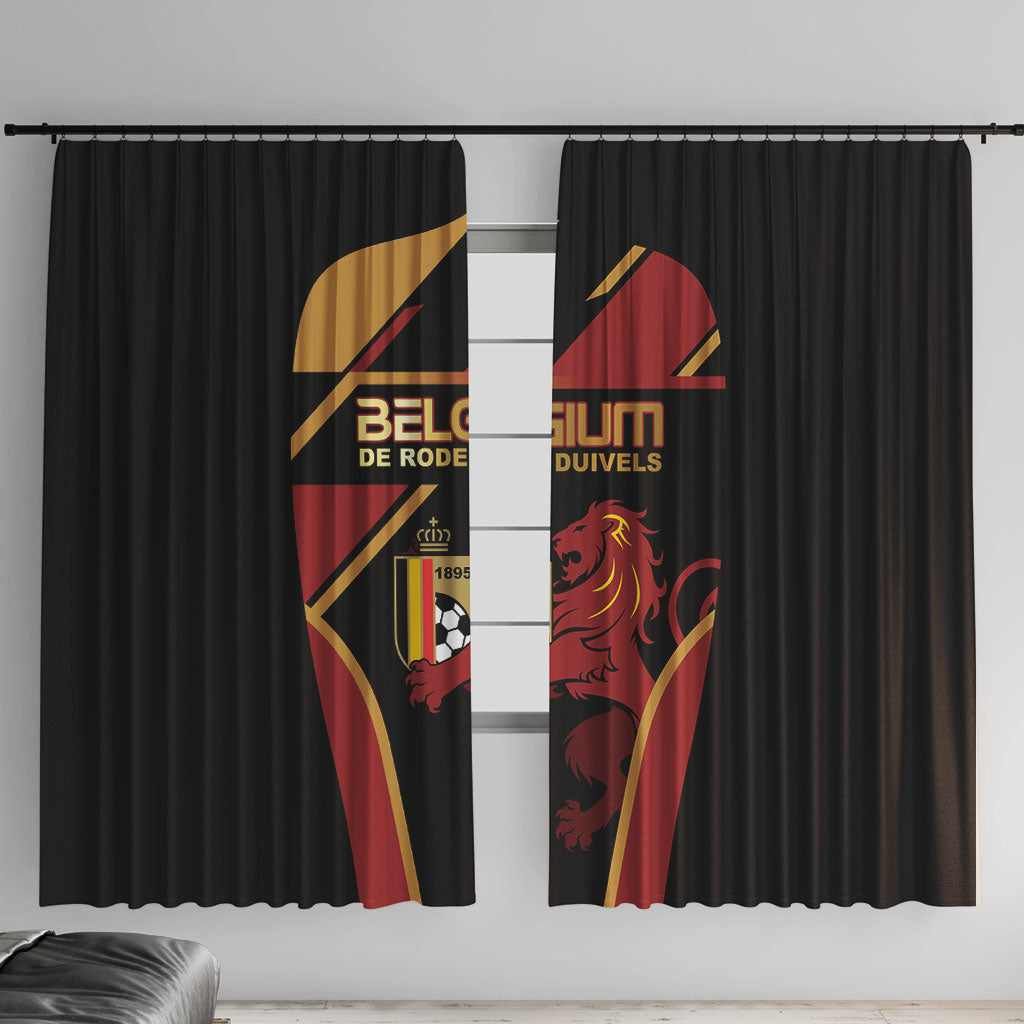 Belgium Football Window Curtain Bold National Colors With Lion Crest