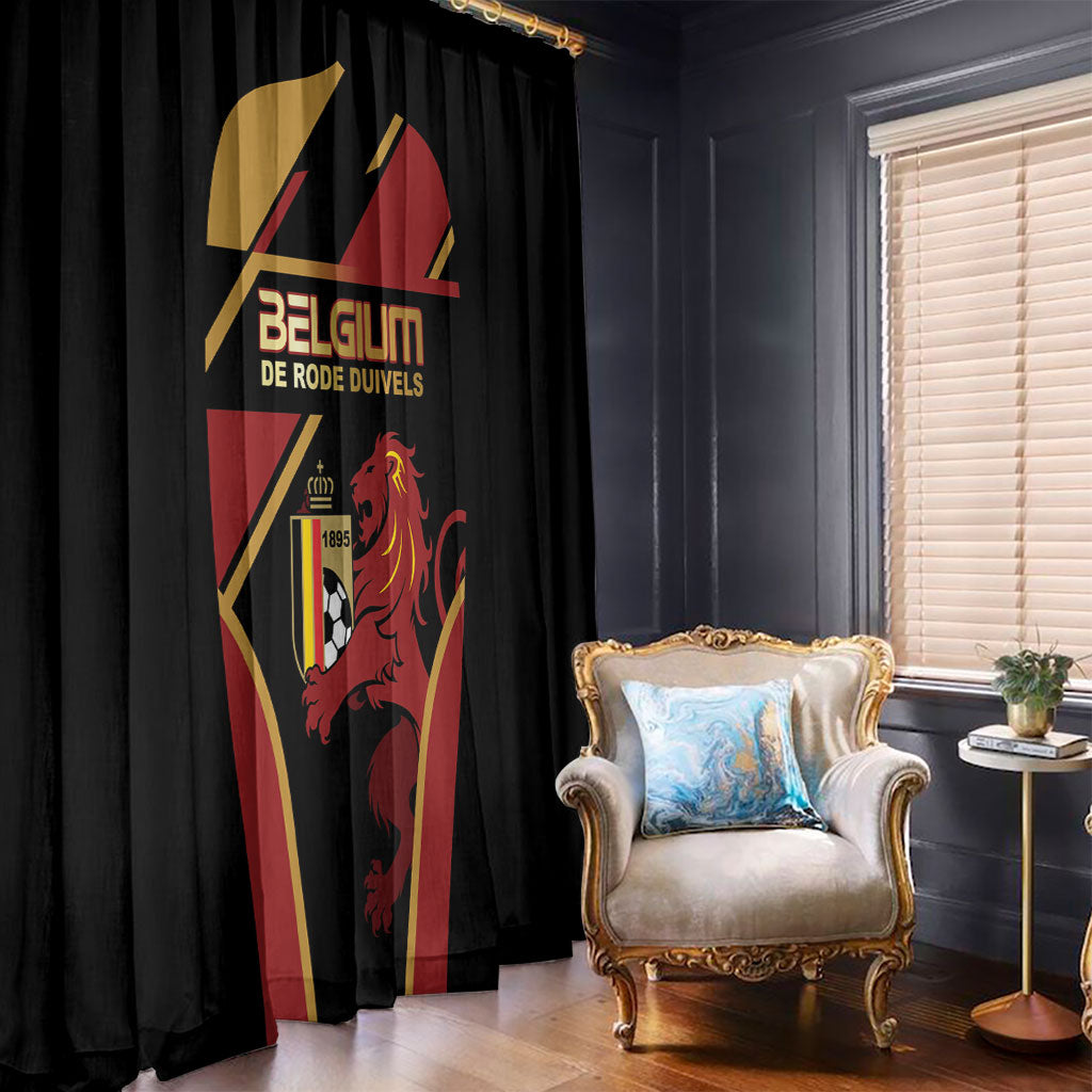 Belgium Football Window Curtain Bold National Colors With Lion Crest