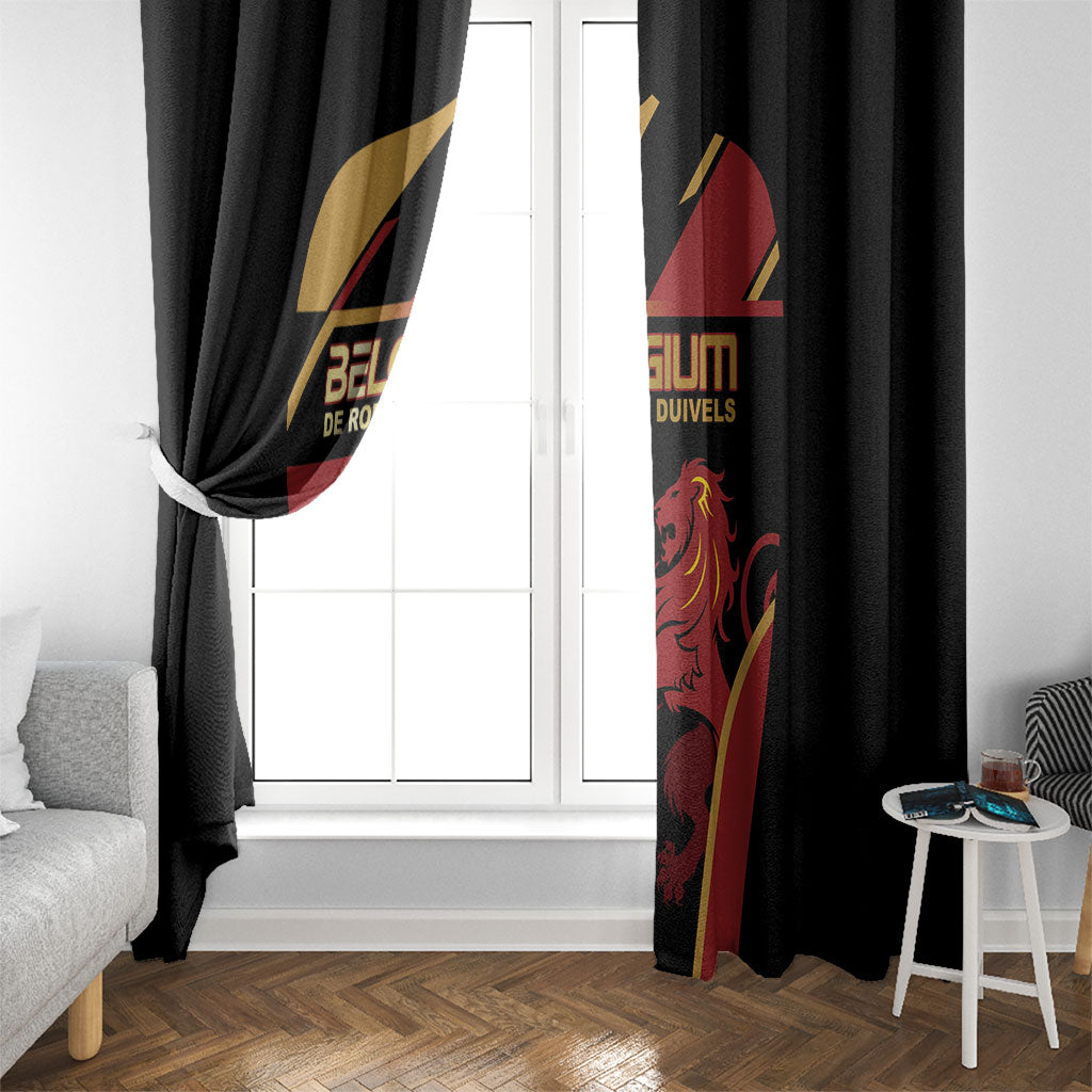 Belgium Football Window Curtain Bold National Colors With Lion Crest