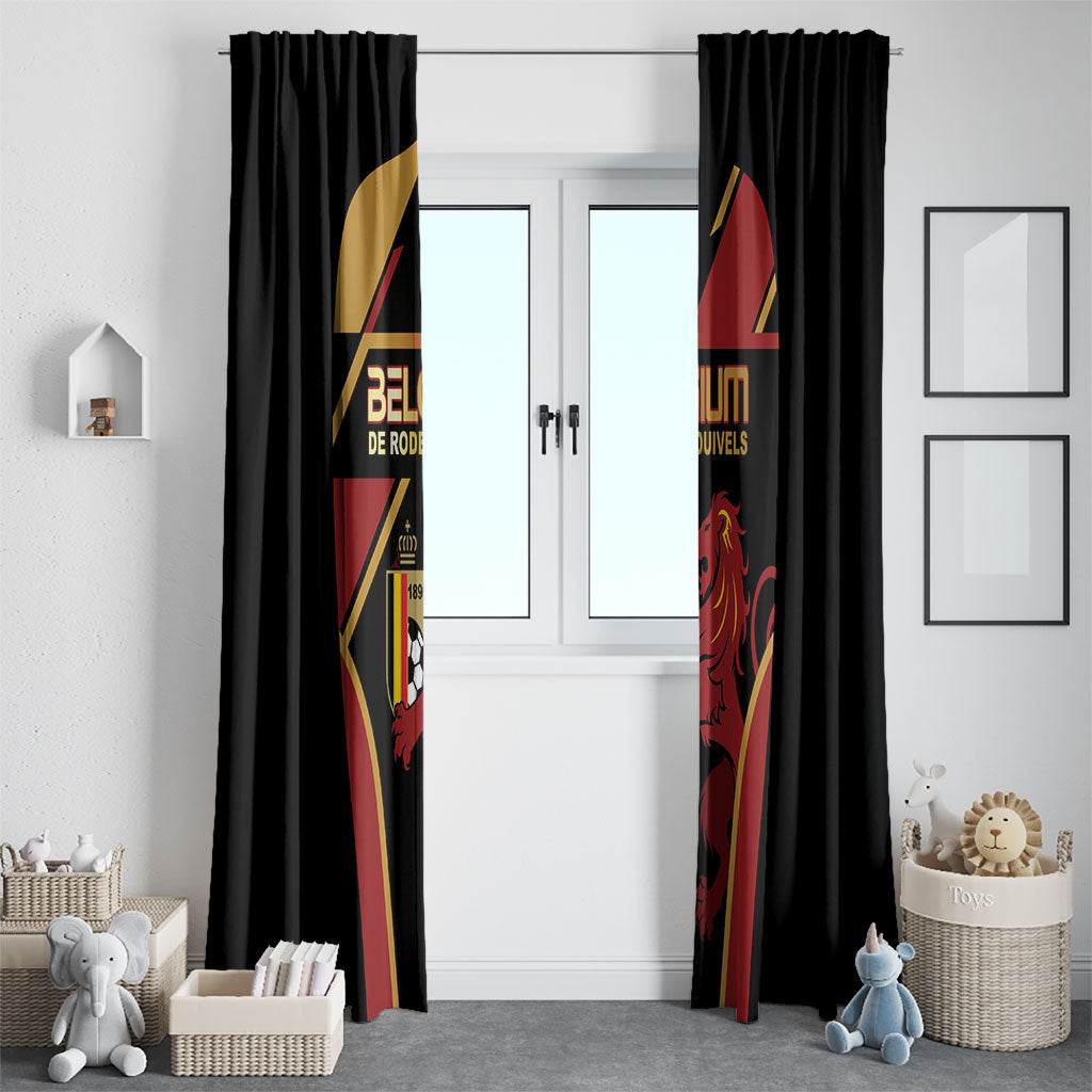 Belgium Football Window Curtain Bold National Colors With Lion Crest