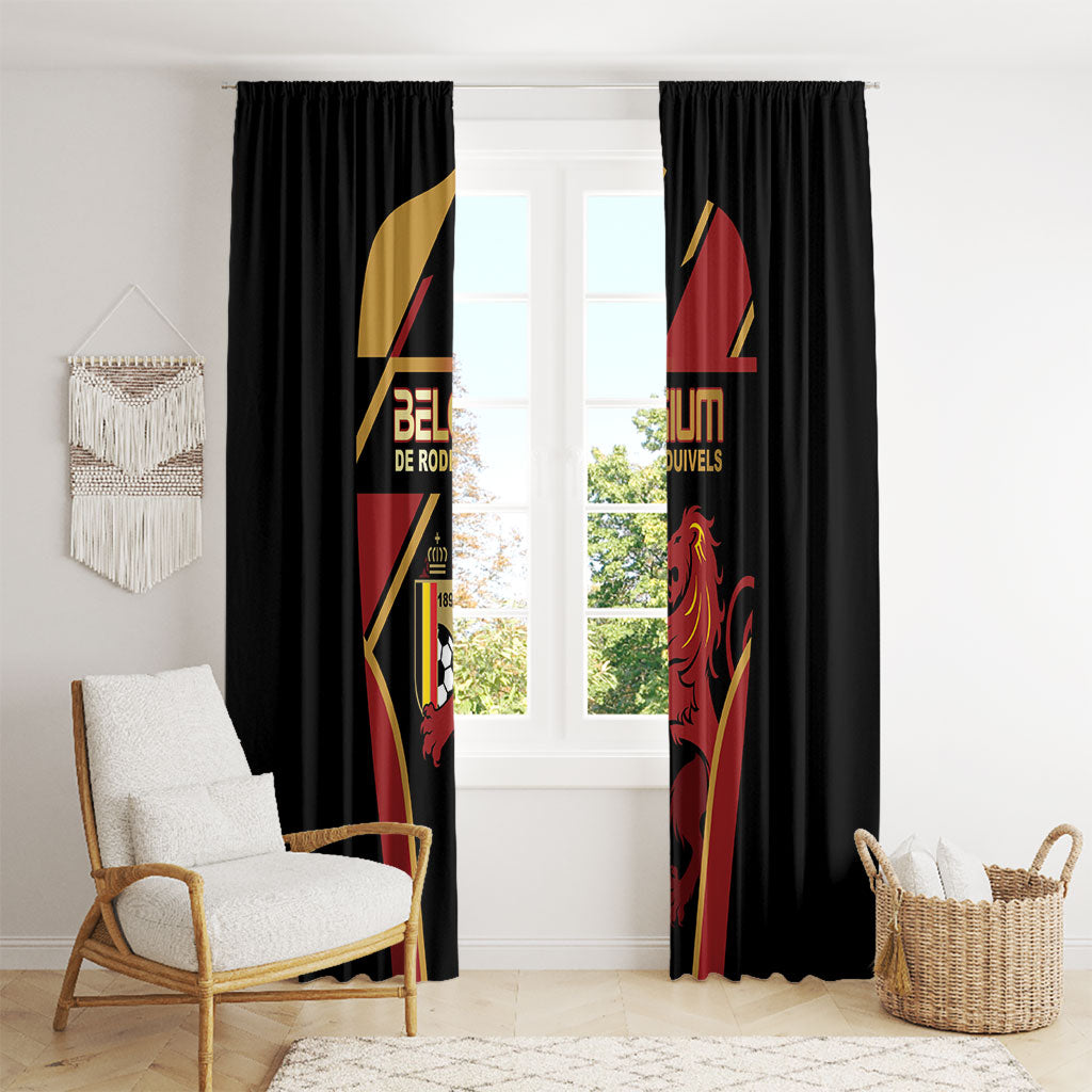 Belgium Football Window Curtain Bold National Colors With Lion Crest